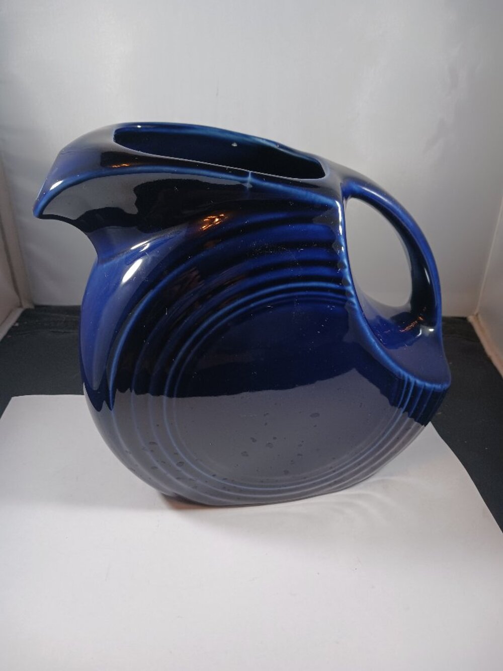 Fiestaware Vintage Large Disc Water Pitcher Cobalt Blue Ceramic Homer Laughlin